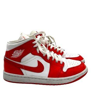 NIKE Jordan 1 Mid Syracuse Women's 9.5 Retro Classic BQ6472 White Habanero Red
